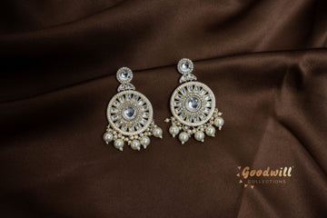 WHITE PEARL GOLDEN HANGING EARRINGS 12