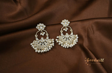 WHITE PEARL GOLDEN HANGING EARRINGS 2