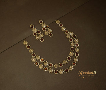 GOLD STONE TWO LAYER NACKLACE SET