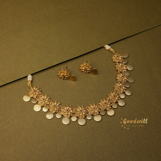 EVERGREEN KASHI FLOWER DROP NECKLACE SET