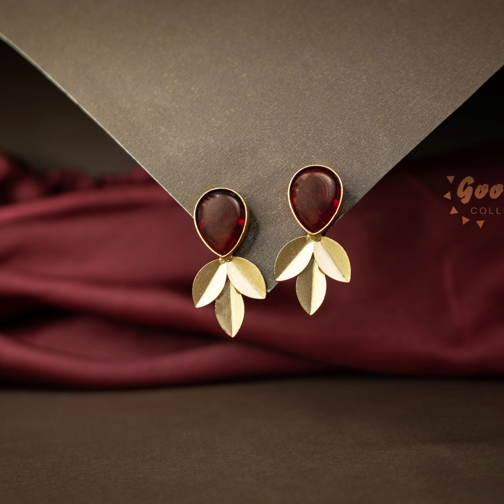 LEAF PETAL DROP STATEMENT EARRINGS