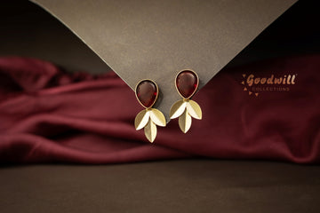 LEAF PETAL DROP STATEMENT EARRINGS