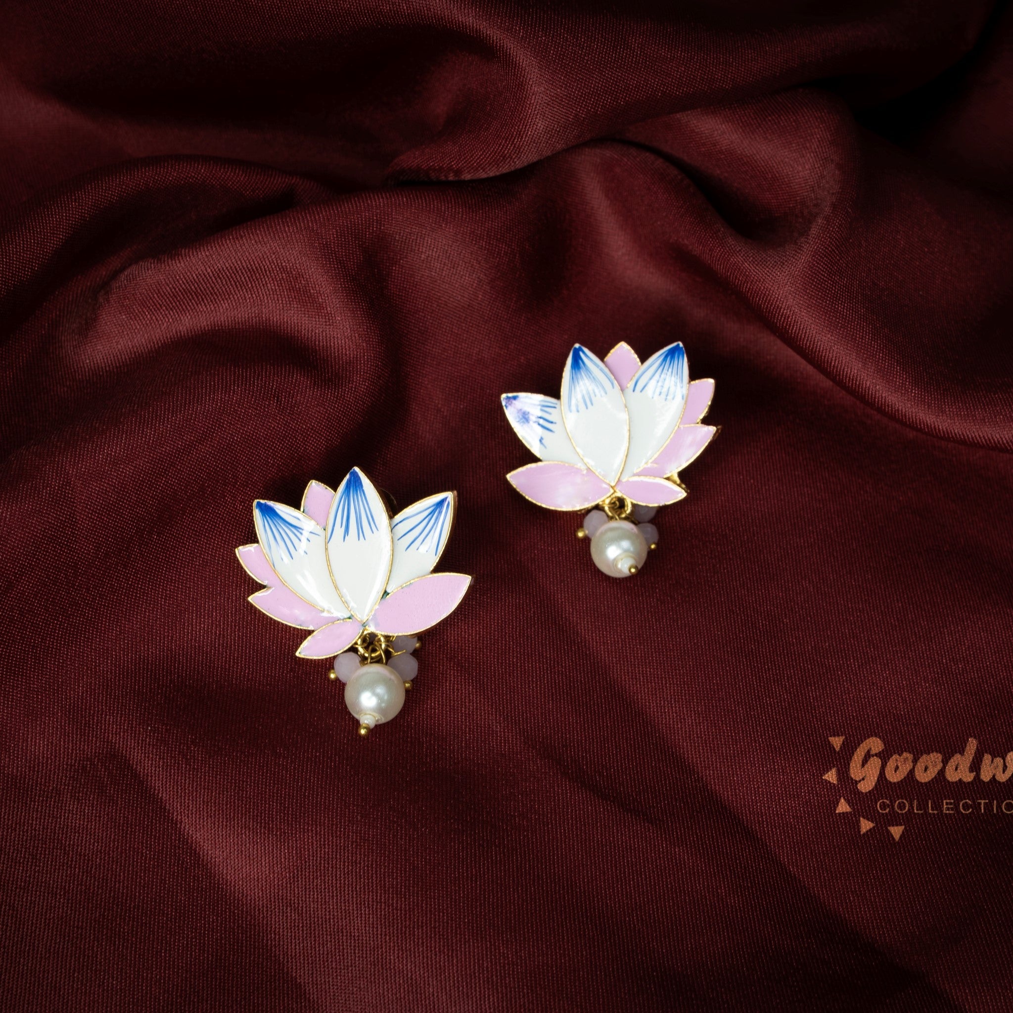 ENAMEL LOTUS DROP EARRINGS CLRRRRRRRRR